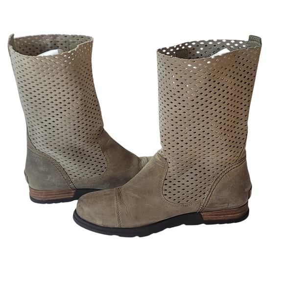 Sorel Major Pull On Tan Leather Boots Women's Size 8 - Picture 4 of 12